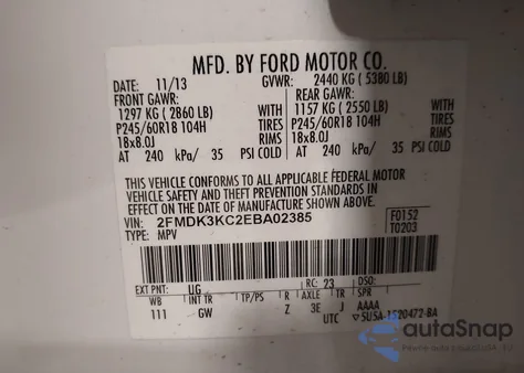 2014 Ford Edge Limited z USA, uszkodzony, nr VIN 2FMDK3KC2EBA02385